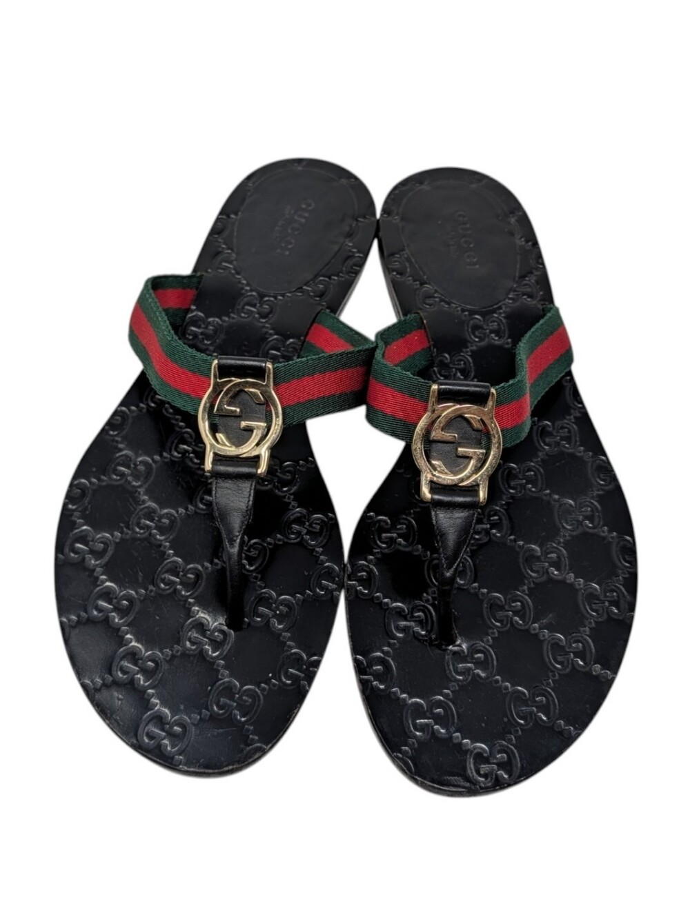 Gucci Black Lifford Web Interlocking G GG Thong Flip Flop Sandals Size EU 38.5 - Picture 5 of 12